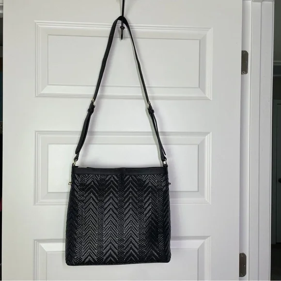 New Talbots Woven Convertible Shoulder Crossbody Bag in Black - Picture 2 of 9